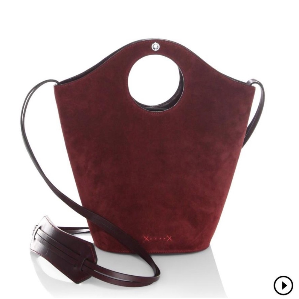 Elizabeth James burgundy bucket bag